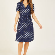 Navy Spot Retro Shirt Dress