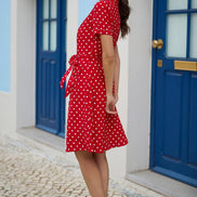 Yumi Red Spot Retro Shirt Dress