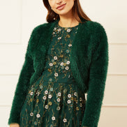 Yumi Green Eyelash Knit Bolero