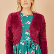 Yumi Burgundy Eyelash Knit Bolero