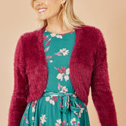 Yumi Burgundy Eyelash Knit Bolero