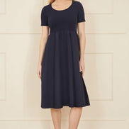Yumi Navy Jersey Top and Cotton Midi Dress