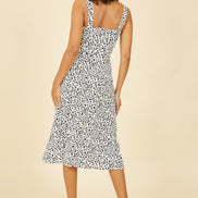 Yumi White Animal Print Button Up Sundress