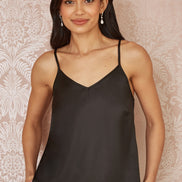 Yumi Black Satin Cami Top