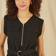 Yumi Black Utility Playsuit with Pockets
