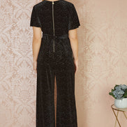 Yumi Black Sparkle Velvet Jumpsuit
