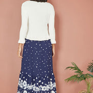 Yumi Ivory Tie Up Ribbed Cardigan with Frill Hem