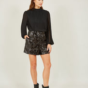 Yumi Black Sequin Mini Shorts
