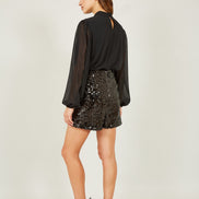 Yumi Black Sequin Mini Shorts