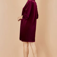 Yumi Burgundy Velvet Tunic Dress with 3/4 Sleeves