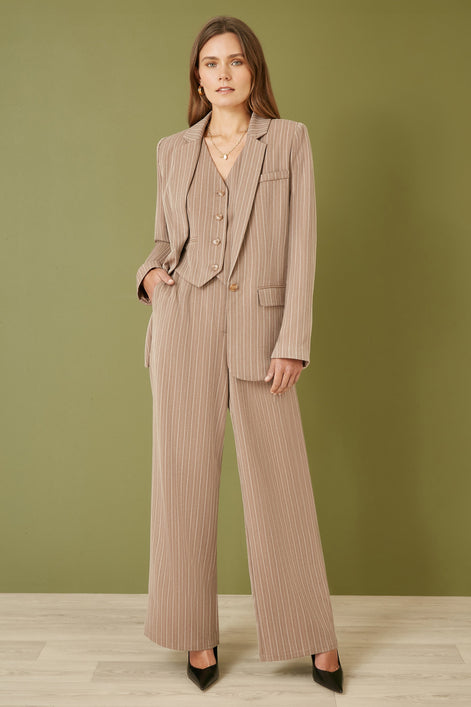 Yumi Brown Pinstripe Waist Coat Vest