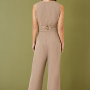 Yumi Brown Pinstripe Waist Coat Vest