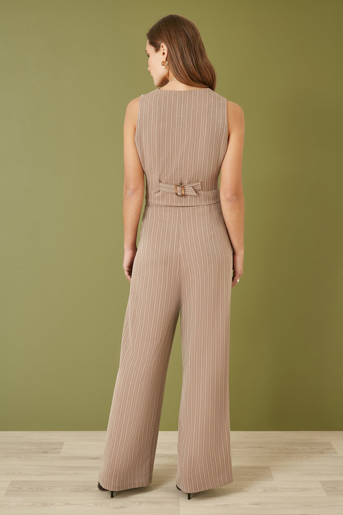 Yumi Brown Pinstripe Waist Coat Vest