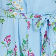 Yumi Blue Floral Print Midi Skater Dress