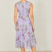 Yumi Lilac Floral Print Midi Skater Dress