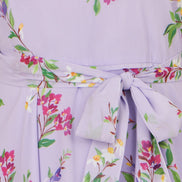 Yumi Lilac Floral Print Midi Skater Dress