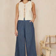 Yumi Blue Chambray Denim Culottes