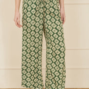 Yumi Green Geo Print Relaxed Fit Trousers
