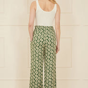 Yumi Green Geo Print Relaxed Fit Trousers