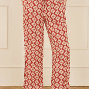 Yumi Red Geo Print Relaxed Fit Trousers