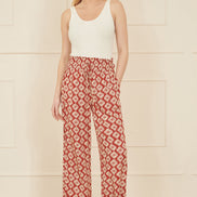 Yumi Red Geo Print Relaxed Fit Trousers