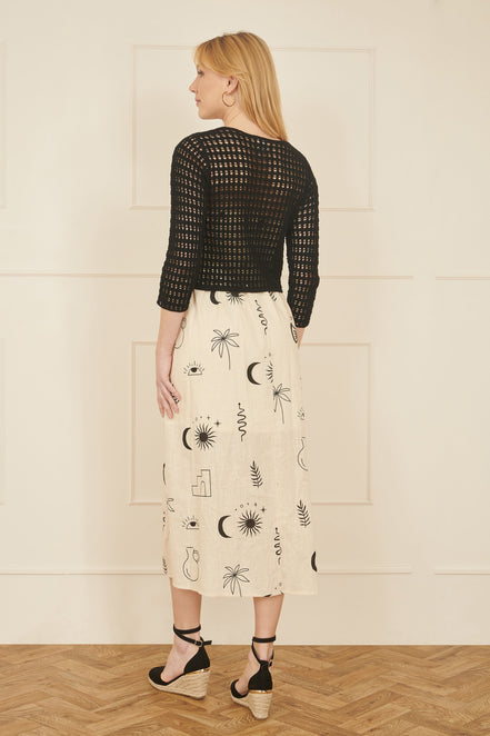 Yumi Black Cotton Crochet Twisted Bolero Top
