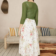 Yumi Green Cotton Crochet Twisted Bolero Top