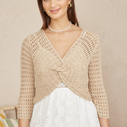 Yumi Beige Cotton Crochet Knitted Top