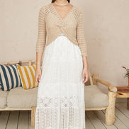 Yumi Beige Cotton Crochet Knitted Top