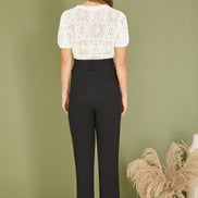 Yumi Ivory Cotton Crochet Knitted Top