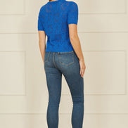 Yumi Blue Cotton Crochet Knitted Top
