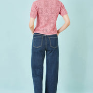 Yumi Pink Cotton Crochet Knitted Top