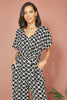Yumi Black Geometric Print Wrap Jumpsuit
