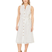 Yumi White Flower Broderie Anglaise Cotton Shirt Dress