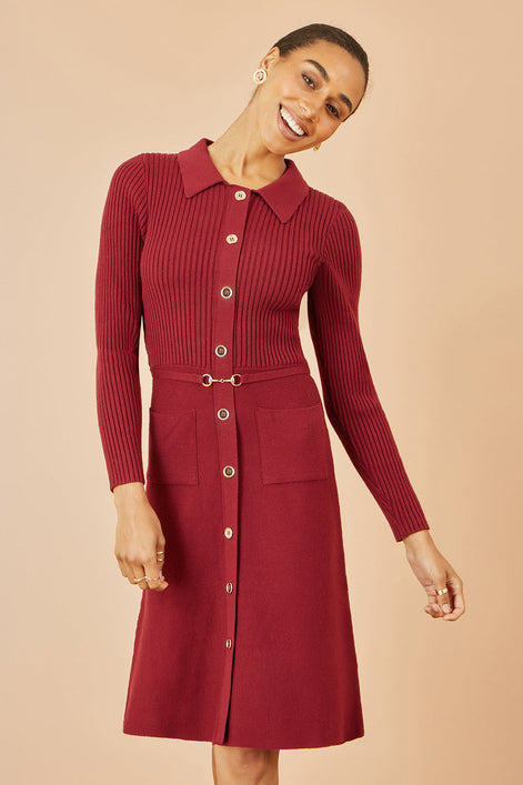 Classic Rib Knit Midi Dress — Burgundy for women, styled for everyday