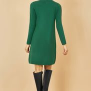 Yumi Green Knitted Tunic Dress with Gold Hardware Details
