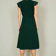 Yumi Green All Over Floral Embroidery Midi Skater Dress