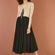 Yumi Gold Metallic Knitted Ribbed Tie Front Bolero