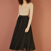 Yumi Gold Metallic Knitted Ribbed Top