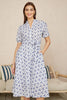 Yumi White and Blue Cotton Broderie Anglaise Midi Shirt Dress