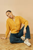 Yumi Mustard Relaxed Fit Cardigan With Stitch Detail