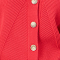 Yumi Red Relaxed Fit Cardigan with Stitch Detail