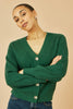 Yumi Green Relaxed Fit Cardigan With Stitch Detail