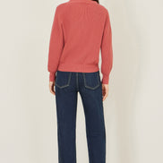 Yumi Rose Pink Relaxed Fit Cardigan with Stitch Detail
