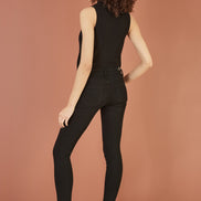 Yumi Black Knitted Roll Neck Sleeveless Jumper