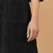 Yumi Black Cord Tunic Dress with 3/4 Sleeves and Pockets