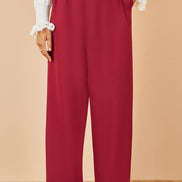 Yumi Burgundy Wide Leg Trousers