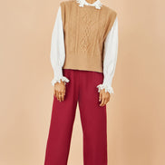Yumi Burgundy Wide Leg Trousers