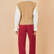 Yumi Burgundy Wide Leg Trousers