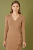 Yumi Brown Knitted Midi Dress With Asymmetric Button Details